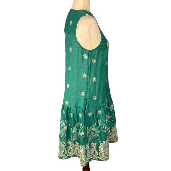 Anthropologie Maeve Pippa Embroidered Swing Dress Green Small - Picture 7 of 13